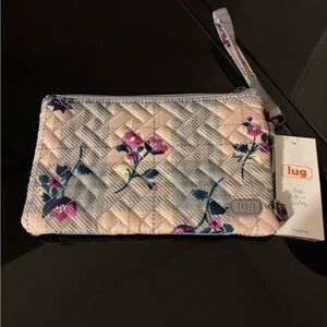 Lug Peekaboo Wristlet with Floral Design - Gray and Purple